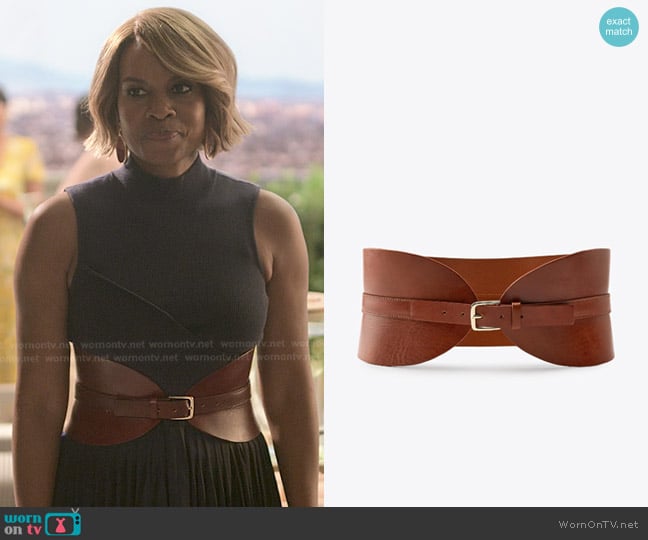 Zara Leather Sash Belt worn by Sally Braswell (Nefetari Spencer) on Reasonable Doubt