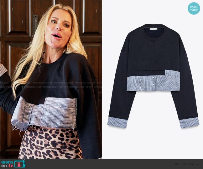 Zara Patchwork Sweatshirt worn by Jennifer Pedranti on The Real Housewives of Orange County