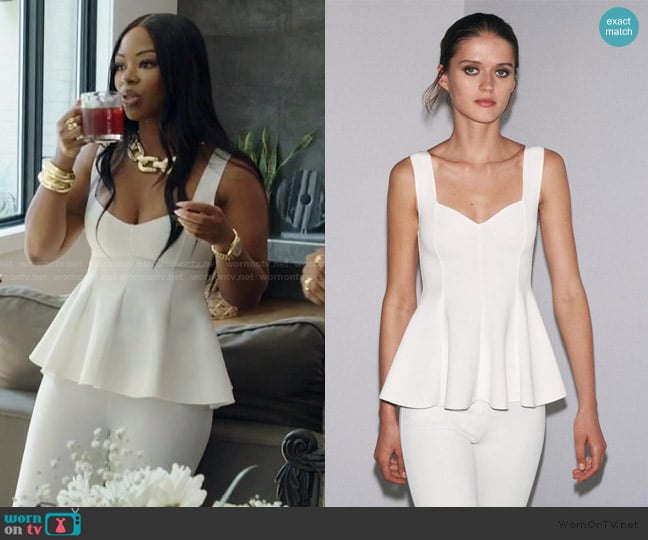 Zara Peplum Stretch Top worn by Keiarna Stewart on The Real Housewives of Potomac