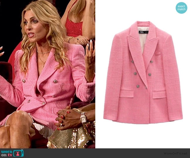 Zara Pink Tweed Blazer worn by Nicolle Kate  on The Golden Bachelor