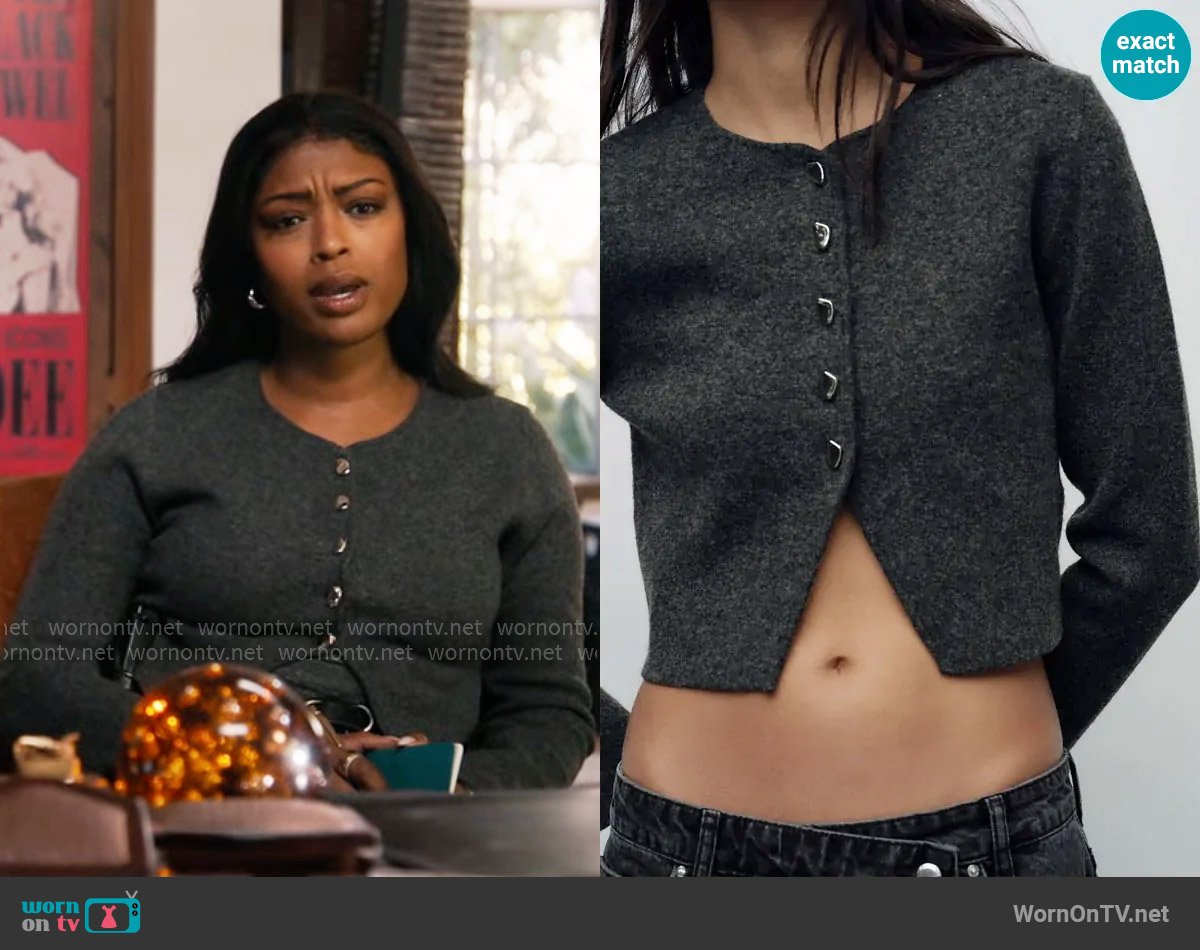 Zara Plain Cropped Cardigan worn by Daphne (Javicia Leslie) on High Potential