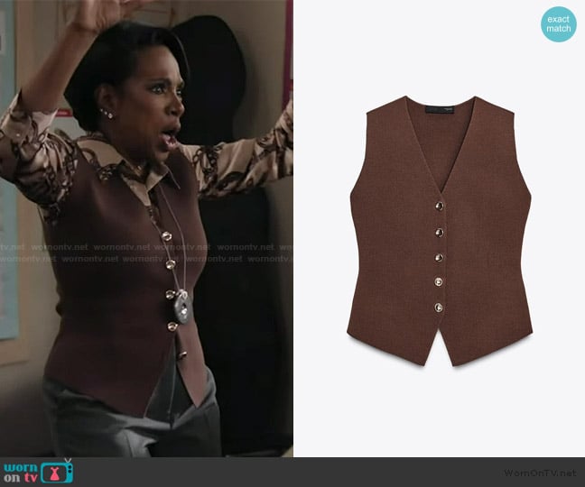 Barbara’s brown vest on Abbott Elementary Barbara’s brown vest on Abbott Elementary