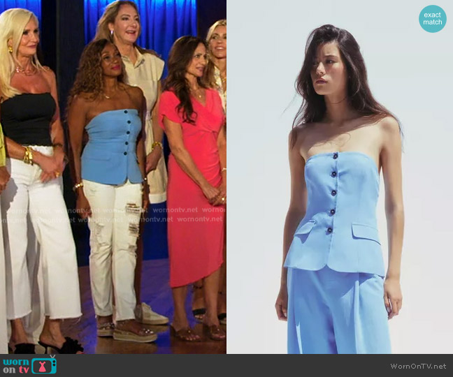 Zara Strapless Waistcoat Top worn by Gerri Flowers on The Golden Bachelor