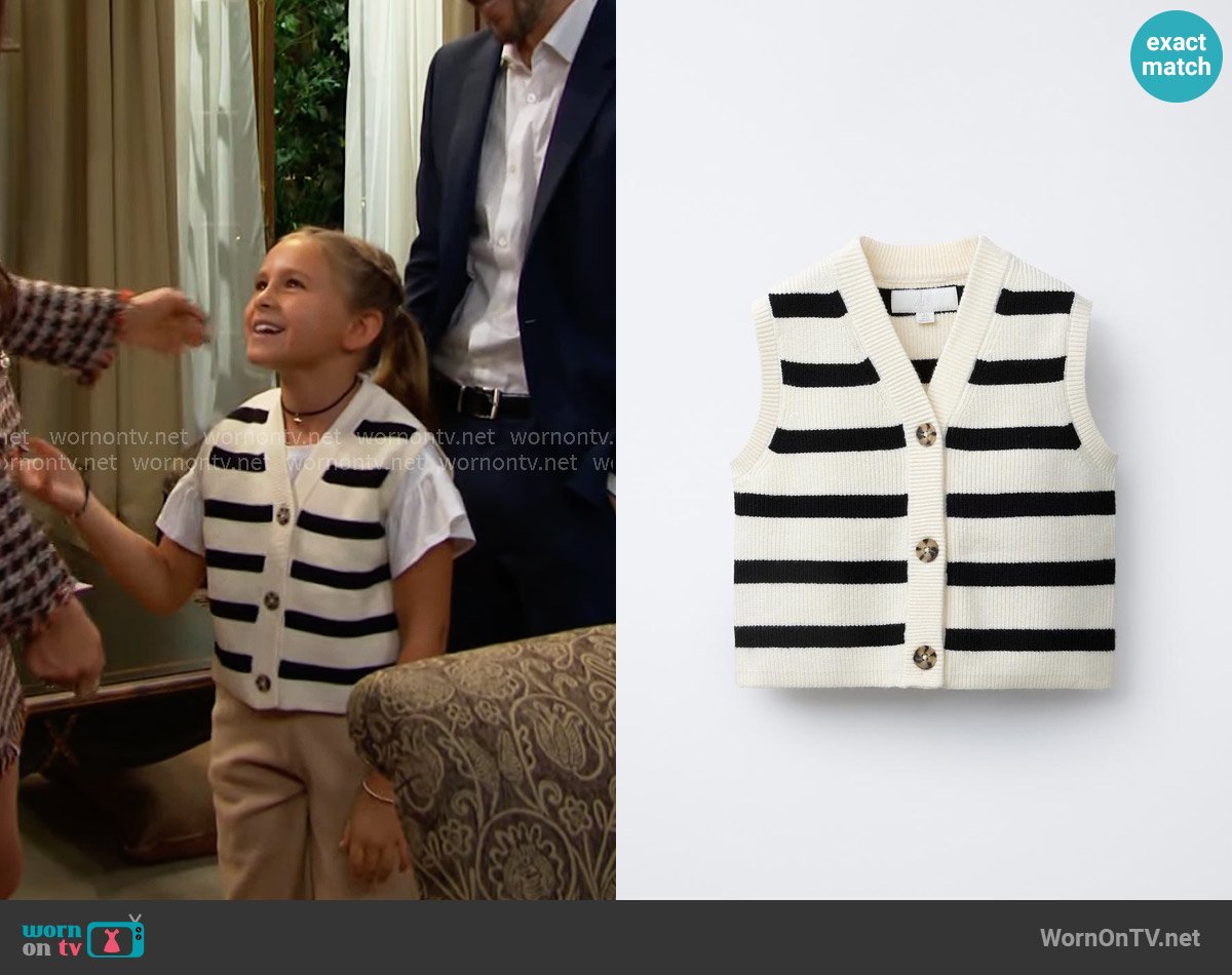 Zara Striped Knit Vest worn by Beth Spencer (Jordyn Lynn Ariza) on The Bold and the Beautiful