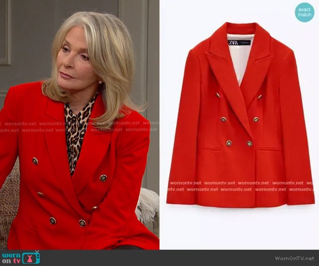 Zara Tailored Double Breasted Blazer worn by Melanie Jonas (Molly Burnett) on Days of our Lives