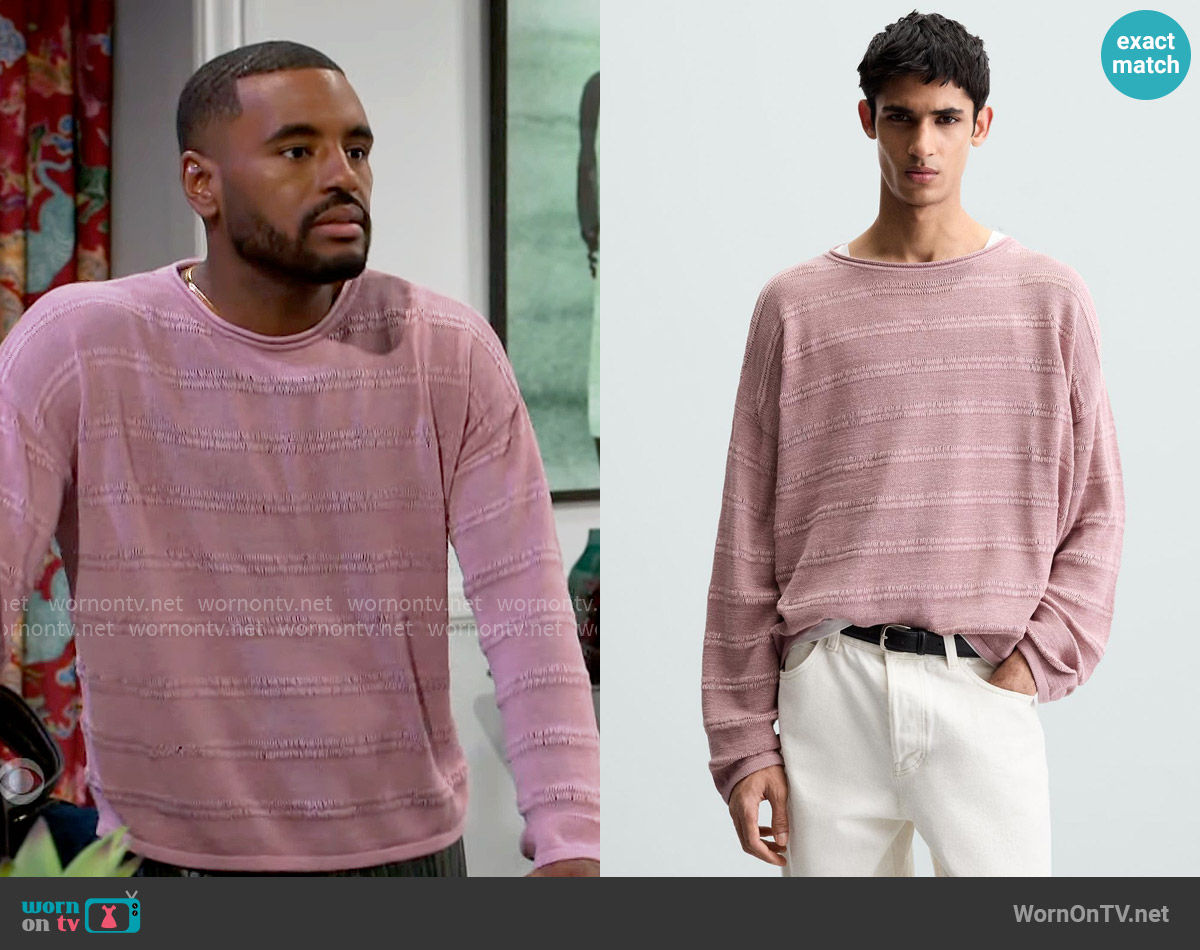 Zara Textured Sweater in Pink / Lilac worn by Andre Richardson (Sean Freeman) on Beyond the Gates