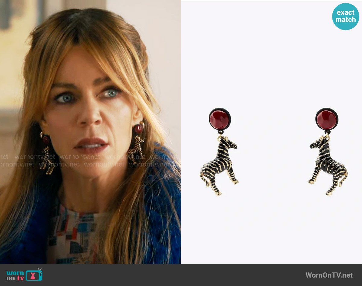 Zara Zebra Earrings worn by Morgan Gillory (Kaitlin Olson) on High Potential