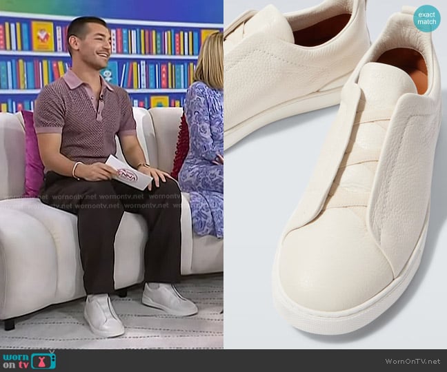 Zegna Triple Stitch Leather Sneakers worn by Matt Rogers on Today