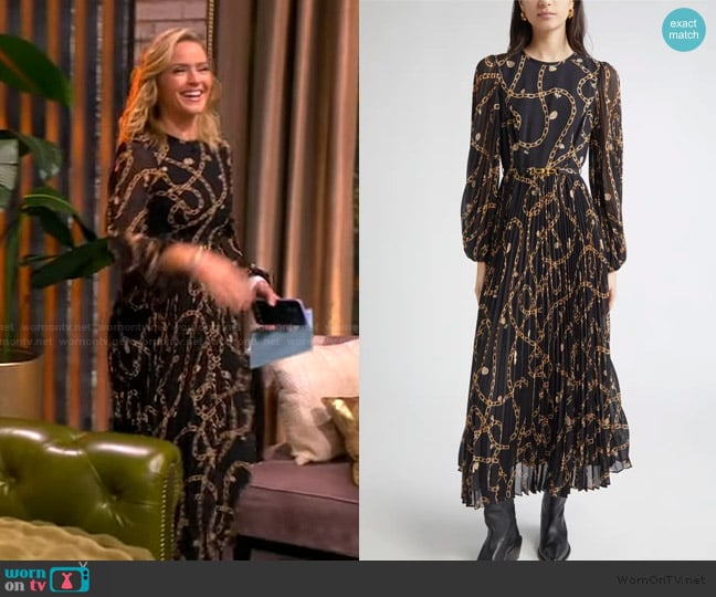 Zimmermann Chain Print Long Sleeve Sunray Pleated Dress worn by Sara Haines on The View