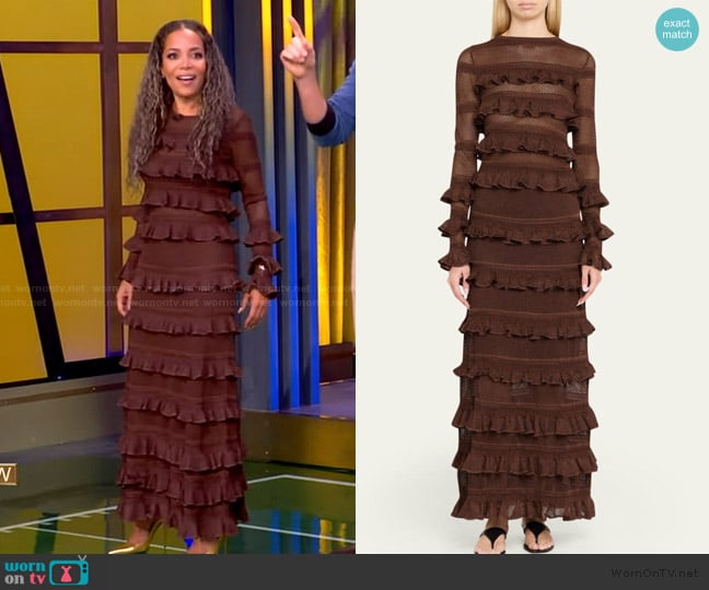 Zimmermann Hypnotic Knitted Lace Frill Top worn by Sunny Hostin on The View