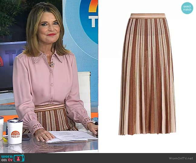 Zimmermann Luminosity Lurex Stripe Skirt worn by Savannah Guthrie on Today