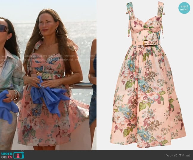 Zimmermann Matchmaker Linen and Silk Midi Dress worn by Britani Bateman on The Real Housewives of Salt Lake City