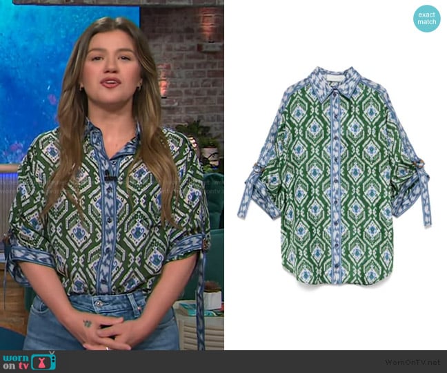 Zimmermann Wylie shirt worn by Kelly Clarkson on The Kelly Clarkson Show
