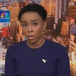 Zinhle’s navy asymmetric button dress on NBC News Daily