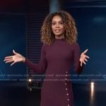 Zuri's burgundy button detail dress on Access Hollywood