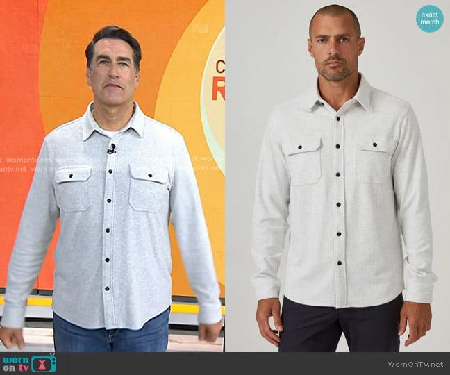 7 Diamonds Generation™ Textured Soft Knit Shirt in Ecru worn by Rob Riggle on Today