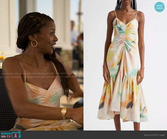A.L.C. Lindsey Floral Print A-Line Dress worn by Jax Stewart (Emayatzy Corinealdi) on Reasonable Doubt