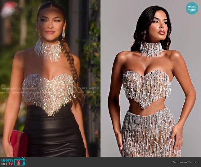  Abbie Top and Skirt Setby Nicol Sposa worn by Chrishell Stause on Selling Sunset