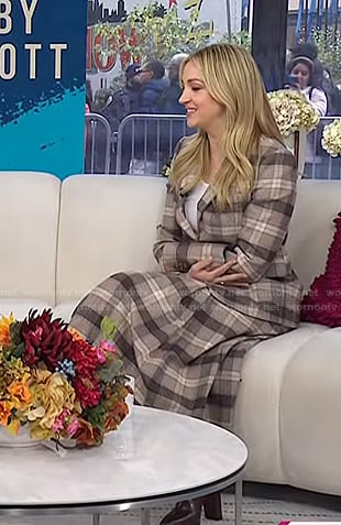 Abby Elliott's brown plaid blazer and skirt on Today