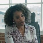 white abstract print shirt on Elsbeth