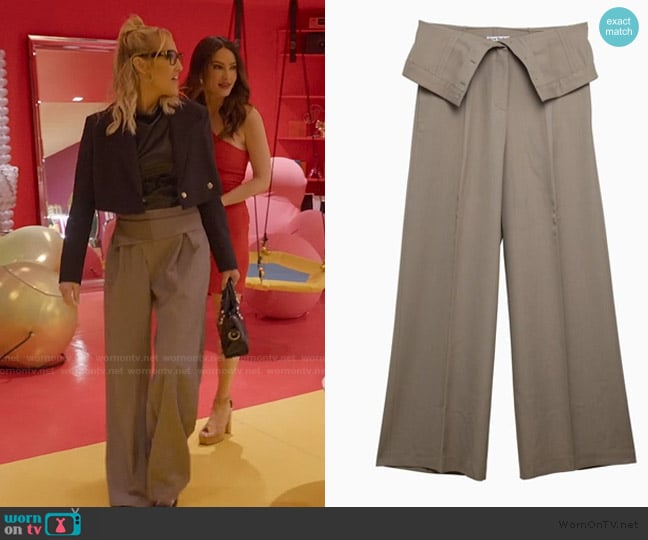 Acne Studios Beige Blend Wide Trousers worn by Mary Fitzgerald on Selling Sunset