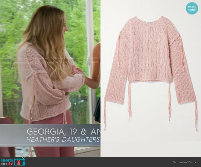 Acne Studios Cropped Whipstitched Knitted Sweater worn by Heather Gay on The Real Housewives of Salt Lake City
