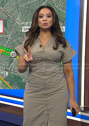 Adelle’s beige short sleeve shirtdress on Today