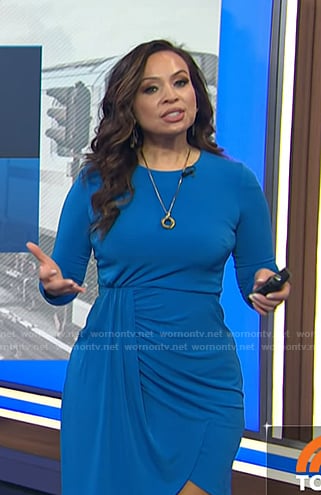 Adelle's blue draped dress on Today