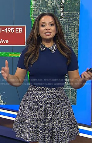 Adelle’s blue print collared dress on Today