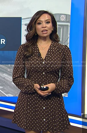 Adelle's brown printed shirtdress on Today