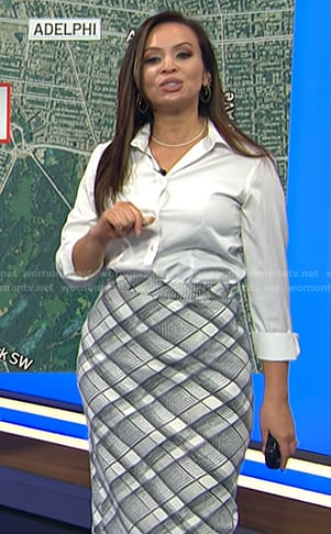 Adelle's grey plaid pencil skirt on Today