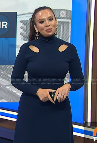 Adelle’s navy cutout turtleneck dress on Today