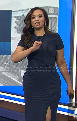 Adelle’s navy striped dress on Today