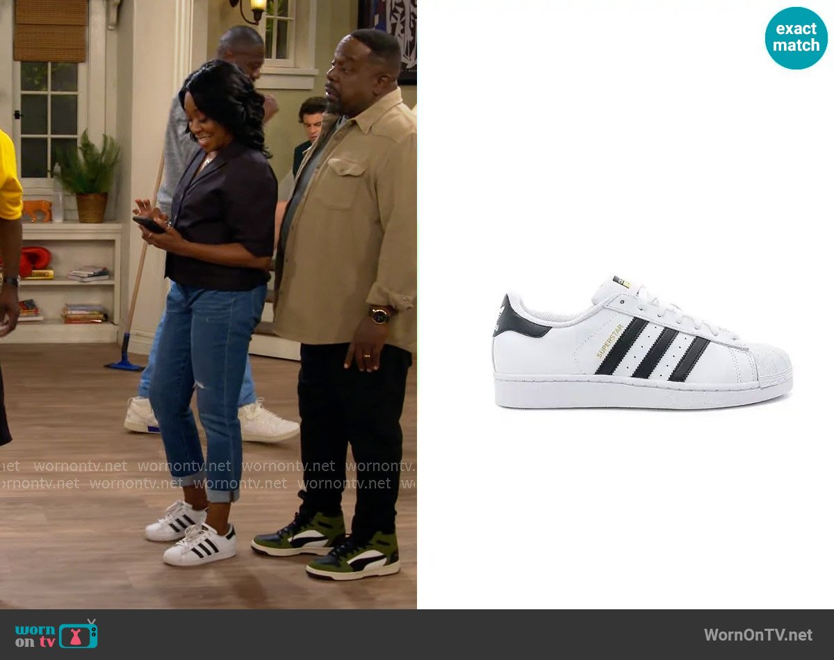 Adidas Superstar Sneakers worn by Tina Butler (Tichina Arnold) on The Neighborhood