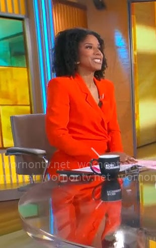 Adriana Diaz's red tie blazer on CBS Mornings