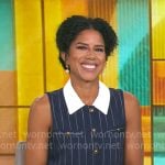 Adriana Diaz’s navy pinstripe dress on CBS Mornings