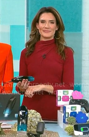 Adriane Kiss' red turtleneck dress on CBS Mornings