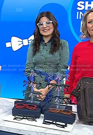 Adrianna's green geometric print shirtdress on Today