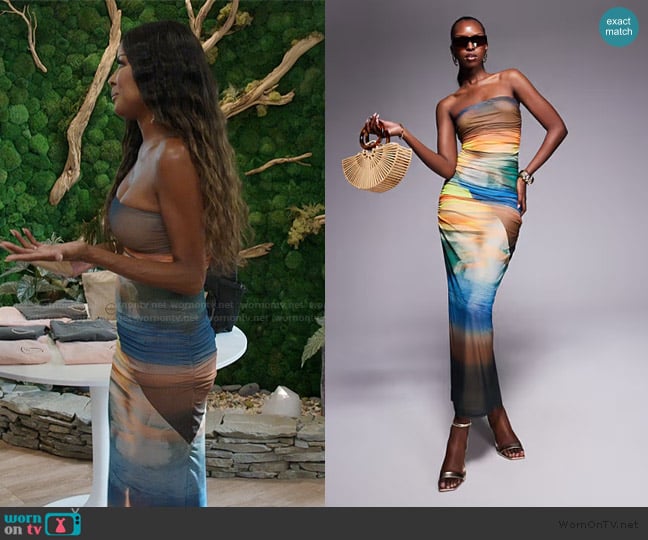 AFRM Power mesh maxi dress in ocean ombre print worn by Stacey Rusch on The Real Housewives of Potomac