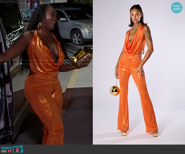 Akira All Eyes on Me Jumpsuit worn by Jassi on The Real Housewives of Potomac
