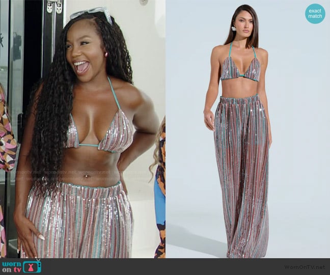 Akira Taylor Sequin Bralette worn by Jassi on The Real Housewives of Potomac