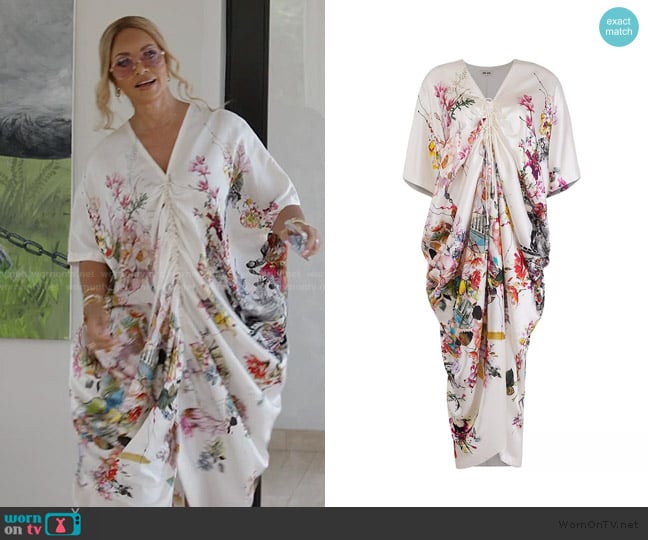 Akok Anamika Khanna Khanna Floral Silk Drawstring Kaftan worn by Gizelle Bryant on The Real Housewives of Potomac