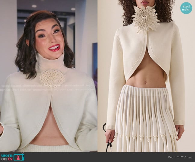 Alaia Cut-Out Jumper and Flower-Detailed Leather Choker worn by Bronwyn Newport on The Real Housewives of Salt Lake City