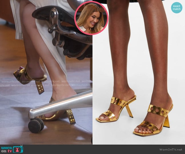 Alaia Cutout Leather Mules worn by Chrishell Stause on Selling Sunset