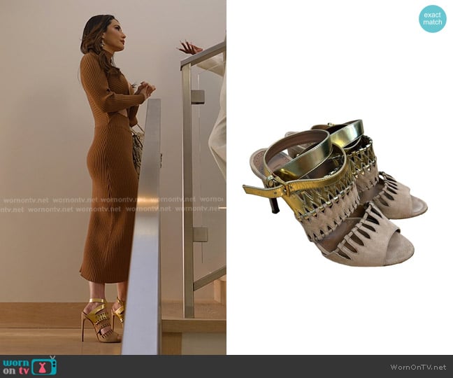 Alaia Laser-cut Ankle Strap Sandals worn by Sandra Vergara on Selling Sunset