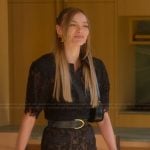 Alanna’s black lace top and skirt on Selling Sunset