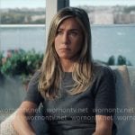 Alex's grey short-sleeve sweater with bow on The Morning Show