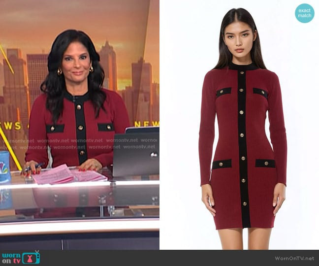 Alexia Admor Juniper Dress in burgundy worn by Darlene Rodriguez on Today