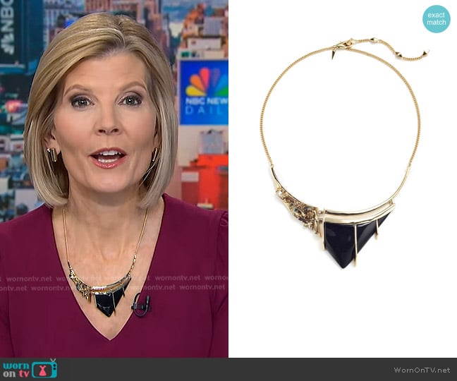 Alexis Bittar Crystal-Studded Lucite Bib Necklace worn by Kate Snow on NBC News Daily