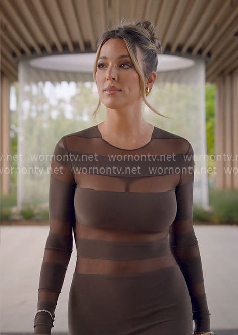 Alex’s brown mesh striped dress on Selling the OC